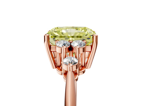 Rose gold Fancy Yellow Radiant Cut Cut Diamond Cluster Ring with Solitaire Band and Four-Prong Setting_17
