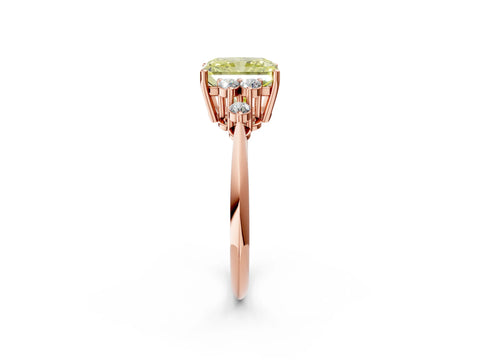 Rose gold Fancy Yellow Radiant Cut Cut Diamond Cluster Ring with Solitaire Band and Four-Prong Setting_2