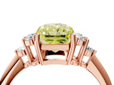 Rose gold Fancy Yellow Radiant Cut Cut Diamond Cluster Ring with Solitaire Band and Four-Prong Setting_4