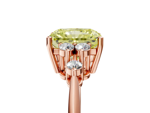 Rose gold Fancy Yellow Radiant Cut Cut Diamond Cluster Ring with Solitaire Band and Four-Prong Setting_5