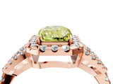 Rose gold Fancy Yellow Radiant Cut Cut Diamond Halo Engagement Ring with Open Split Pavé Band_4