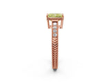 Rose gold Fancy Yellow Radiant Cut Cut Diamond Milgrain Pave Band Four-Prong Setting Ring_5