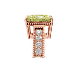 Rose gold Fancy Yellow Radiant Cut Cut Diamond Milgrain Pave Band Four-Prong Setting Ring_8