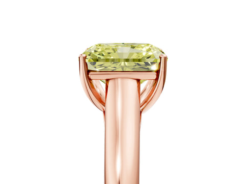 Rose gold Fancy Yellow Radiant Cut Cut Diamond Solitaire Engagement Ring with Tapered Plain Band and Four-Prong Setting_5