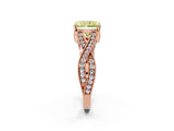 Rose gold Fancy Yellow Radiant Cut Cut Diamond Twisted Band with Milgrain Pave Setting and Four-Prong Setting_2