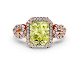 Rose gold Fancy Yellow Radiant Cut Cut Halo Diamond Infinity Band with Four-Prong Setting