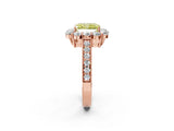 Rose gold Fancy Yellow Radiant Cut Cut Halo Diamond Pavé Engagement Ring with Milgrain Detailing_2