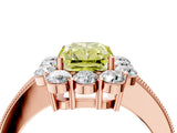 Rose gold Fancy Yellow Radiant Cut Cut Halo Diamond Pavé Engagement Ring with Milgrain Detailing_4