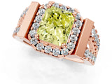 Rose gold Fancy Yellow Radiant Cut Cut Halo Split Shank Prong Set Ring_1