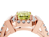 Rose gold Fancy Yellow Radiant Cut Cut Halo Split Shank Prong Set Ring_4