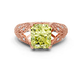 Rose gold Fancy Yellow Radiant Cut Cut Milgrain Pave Diamond Engagement Ring with Four-Prong Setting_27
