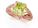 Rose gold Fancy Yellow Radiant Cut Cut Milgrain Pave Diamond Engagement Ring with Four-Prong Setting_28