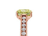 Rose gold Fancy Yellow Radiant Cut Cut Pave Band Milgrain Solitaire Ring_13
