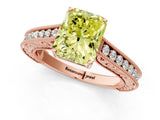 Rose gold Fancy Yellow Radiant Cut Cut Pave Band Milgrain Solitaire Ring_24