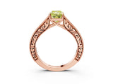 Rose gold Fancy Yellow Radiant Cut Cut Pave Band Milgrain Solitaire Ring_3
