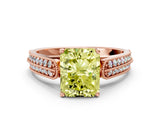 Rose gold Fancy Yellow Radiant Cut Cut Pave Split Shank Engagement Ring with Four-Prong Setting