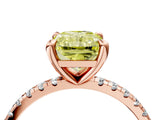 Rose gold Fancy Yellow Radiant Cut Diamond Brilliant Solitaire Ring with Pavé Band and Four-Prong Setting_28