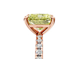Rose gold Fancy Yellow Radiant Cut Diamond Brilliant Solitaire Ring with Pavé Band and Four-Prong Setting_29