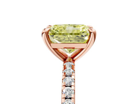 Rose gold Fancy Yellow Radiant Cut Diamond Brilliant Solitaire Ring with Pavé Band and Four-Prong Setting_5