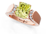 Rose gold Fancy Yellow Radiant Cut Diamond Channel Set Solitaire Ring with Four-Prong Setting_13