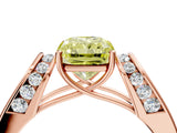 Rose gold Fancy Yellow Radiant Cut Diamond Channel Set Solitaire Ring with Four-Prong Setting_16