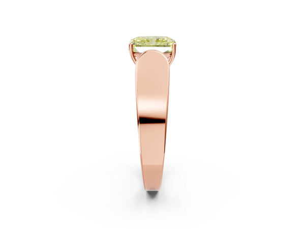 Rose Gold Radiant Cut Channel Set Engagement Ring Setting for Fancy Yellow Center with Wide Band