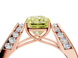 Rose gold Fancy Yellow Radiant Cut Diamond Channel Set Solitaire Ring with Four-Prong Setting_28