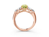 Rose gold Fancy Yellow Radiant  Cut Diamond Cluster Ring with Round Accent Stones and Prong Setting on a Classic Band_51