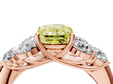 Rose gold Fancy Yellow Radiant  Cut Diamond Cluster Ring with Round Accent Stones and Prong Setting on a Classic Band_52