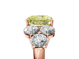 Rose gold Fancy Yellow Radiant  Cut Diamond Cluster Ring with Round Accent Stones and Prong Setting on a Classic Band_53