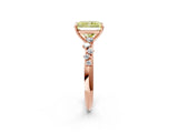 Rose gold Fancy Yellow Radiant Cut Diamond Cluster Side Stone Solitaire Ring with Prong Setting_55