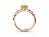 Rose gold Fancy Yellow Radiant Cut Diamond Cluster Side Stone Solitaire Ring with Prong Setting_56