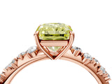 Rose gold Fancy Yellow Radiant Cut Diamond Cluster Side Stone Solitaire Ring with Prong Setting_57