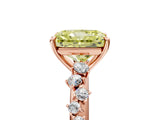 Rose gold Fancy Yellow Radiant Cut Diamond Cluster Side Stone Solitaire Ring with Prong Setting_58