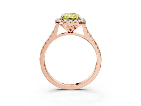 Rose gold Fancy Yellow Radiant Cut Diamond Cushion Halo Ring with Pavé Band_3