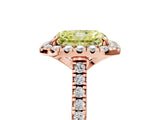 Rose gold Fancy Yellow Radiant Cut Diamond Cushion Halo Ring with Pavé Band_5