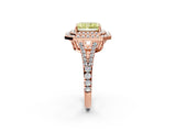 Rose gold Fancy Yellow Radiant Cut Diamond Double Halo Ring with Pavé Band and Prong Setting_60
