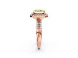 Rose gold Fancy Yellow Radiant Cut Diamond Double Halo Ring with Split Shank and Four-Prong Setting_2