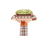 Rose gold Fancy Yellow Radiant Cut Diamond Double Halo Ring with Split Shank and Four-Prong Setting_5