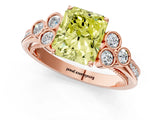 Rose gold Fancy Yellow Radiant  Cut Diamond Engagement Ring with Bezel Set Round Side Stones and Prong Setting_50