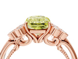 Rose gold Fancy Yellow Radiant  Cut Diamond Engagement Ring with Bezel Set Round Side Stones and Prong Setting_53