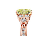 Rose gold Fancy Yellow Radiant  Cut Diamond Engagement Ring with Bezel Set Round Side Stones and Prong Setting_54