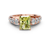 Rose gold Fancy Yellow Radiant  Cut Diamond Engagement Ring with Pavé Band and Four-Prong Setting_3