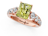 Rose gold Fancy Yellow Radiant  Cut Diamond Engagement Ring with Pavé Band and Four-Prong Setting_4