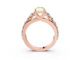 Rose gold Fancy Yellow Radiant  Cut Diamond Engagement Ring with Pavé Band and Four-Prong Setting_6
