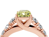 Rose gold Fancy Yellow Radiant  Cut Diamond Engagement Ring with Pavé Band and Four-Prong Setting_7