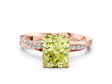 Rose gold Fancy Yellow Radiant Cut Diamond Engagement Ring with Side Stone Accents and Four-Prong Setting_12