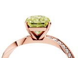 Rose gold Fancy Yellow Radiant Cut Diamond Engagement Ring with Side Stone Accents and Four-Prong Setting_16
