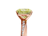 Rose gold Fancy Yellow Radiant Cut Diamond Engagement Ring with Side Stone Accents and Four-Prong Setting_17
