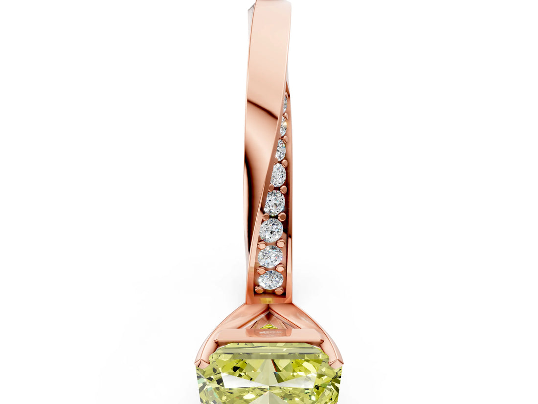 Rose gold Fancy Yellow Radiant Cut Diamond Engagement Ring with Side Stone Accents and Four-Prong Setting_84